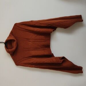 Shein | Rust Orange Knit Cropped Turtleneck Sweater | Juniors